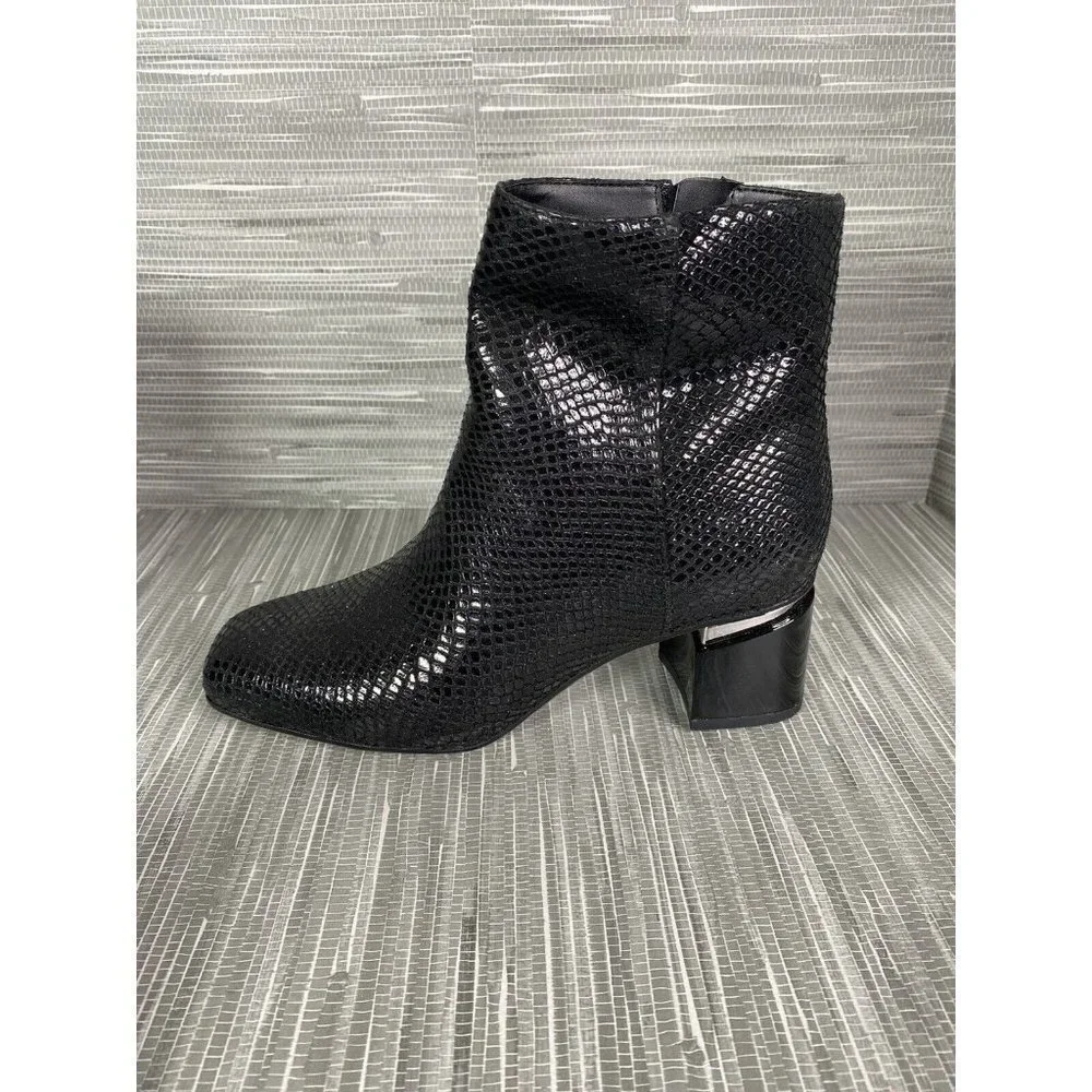 Franco Sarto Womens L-Marquee Ankle Boots Snake Skin Leather‎ Side Zip Size 5M